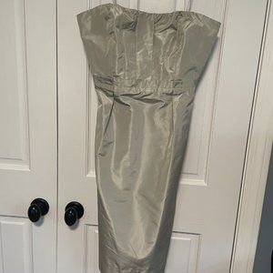 Silver, strapless dress